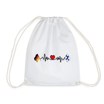 Cardio heart with Flag Germany and flag Finland - Drawstring Bag - white - Front