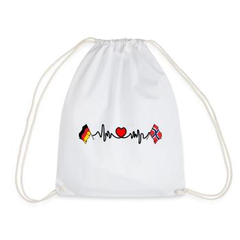 Cardio heart with Flag Germany and flag Norway - Drawstring Bag - white - Front
