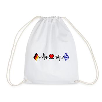 Cardio heart with Flag Germany, flag Greece - Drawstring Bag - white - Front