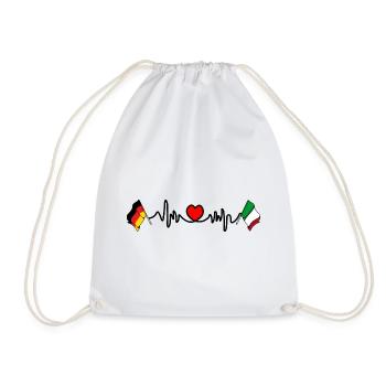 Cardio heart with Flag Germany and flag Italy - Drawstring Bag - white - Front