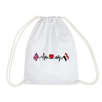 Cardio heart with England flag and Egypt flag - Drawstring Bag - white - Front