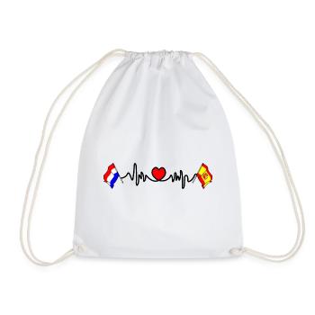 Cardio coeur avec drapeau Pays-Bas, drapeau Espagne - Sac de sport léger - blanc - Devant