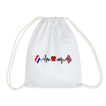 Cardio heart with Flag Netherlands, flag Norway - Drawstring Bag - white - Front