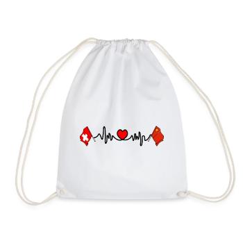Cardio coeur avec drapeau de la Suisse, drapeau de la Chine - Sac de sport léger - blanc - Devant