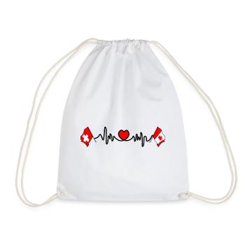 Cardio coeur avec drapeau de la Suisse, drapeau du Canada - Sac de sport léger - blanc - Devant
