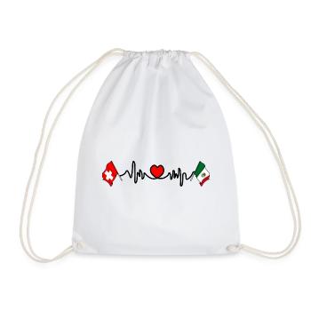 Cardio coeur avec drapeau de la Suisse, drapeau du Mexique - Sac de sport léger - blanc - Devant