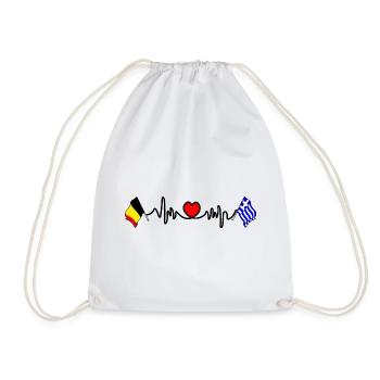 Cardio heart Flag Belgium, flag Greece - Drawstring Bag - white - Front
