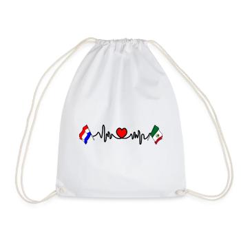 Cardio heart Drapeau Pays-Bas, drapeau Mexique - Sac de sport léger - blanc - Devant