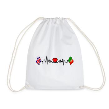 Cardio heart Flag England, flag Portugal - Drawstring Bag - white - Front