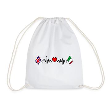 Cardio heart avec drapeau anglais et drapeau italien - Sac de sport léger - blanc - Devant