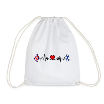 Cardio heart Drapeau Angleterre, drapeau Finlande - Sac de sport léger - blanc - Devant