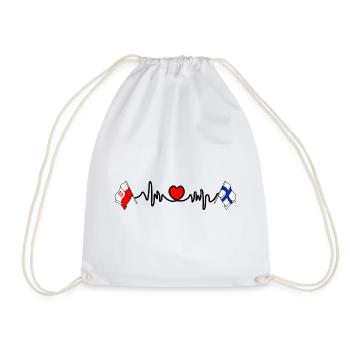 Cardio heart Drapeau Pologne, drapeau Finlande - Sac de sport léger - blanc - Devant