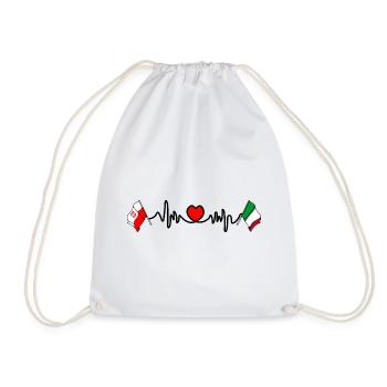 Cardio heart Drapeau Pologne, drapeau Italie - Sac de sport léger - blanc - Devant