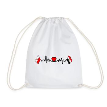 Cardio heart Flag Poland, flag Egypt - Drawstring Bag - white - Front