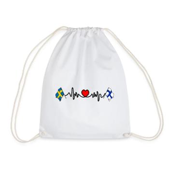 Cardio coeur Drapeau Suède, drapeau Finlande - Sac de sport léger - blanc - Devant