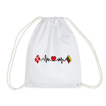 Cardio heart Drapeau Danemark, drapeau Lituanie - Sac de sport léger - blanc - Devant