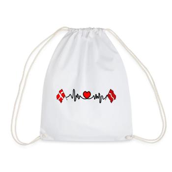 Cardio heart Flag Denmark, flag Latvia - Drawstring Bag - white - Front