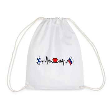 Cardio heart Flag Finland, flag Russia - Drawstring Bag - white - Front