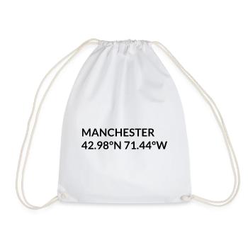 Manchester, New Hampshire, United States Coordinates - Drawstring Bag - white - Front
