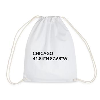Chicago, Illinois, USA Coordinates - Drawstring Bag - white - Front