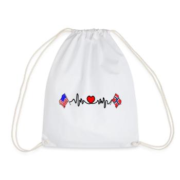 Cardio Heart Flag USA Norway - Drawstring Bag - white - Front