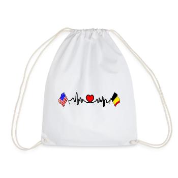Cardio cardiaque avec Flag USA , Belgique - Sac de sport léger - blanc - Devant
