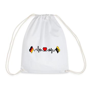 Cardio heart Flag Germany, flag saxony anhalt - Drawstring Bag - white - Front