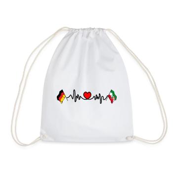 Cardio heart Flag Germany, North Rhine Westphalia - Drawstring Bag - white - Front