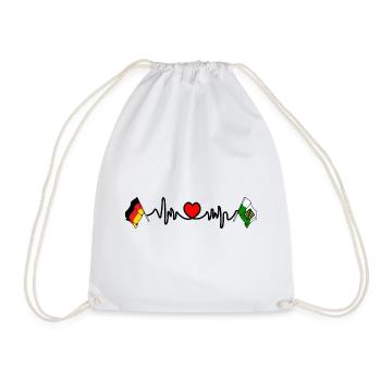 Cardio heart with Flag Germany and flag Saxony - Drawstring Bag - white - Front