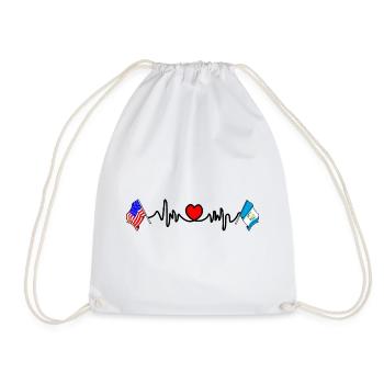 Cardio heart USA flag and Guatemala flag - Drawstring Bag - white - Front