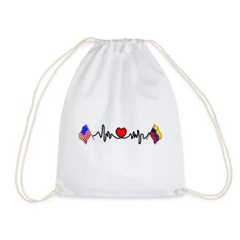 Cardio heart with USA flag and Venezuela flag - Drawstring Bag - white - Front