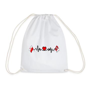 Cardio heart Flag Poland, Greater Poland - Drawstring Bag - white - Front
