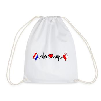 Cardio heart with Flag Netherlands, Utrecht - Drawstring Bag - white - Front