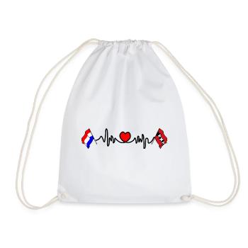 Cardio heart Flag Netherlands, Amsterdam - Drawstring Bag - white - Front