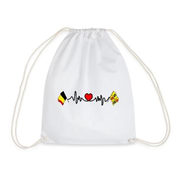 Cardio coeur Drapeau Belgique et drapeau Hainaut - Sac de sport léger - blanc - Devant