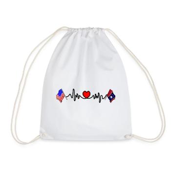 Cardio heart with USA flag and Mississippi flag - Drawstring Bag - white - Front