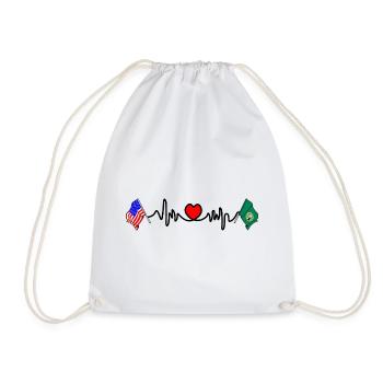 Cardio heart with USA flag and Washington flag - Drawstring Bag - white - Front