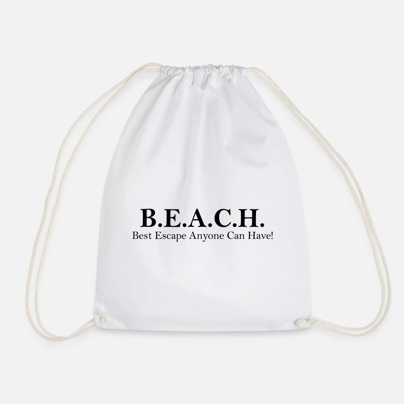 Beach_Escape - Drawstring Bag - white