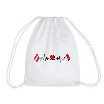 Wien Flags with Heartbeat - Drawstring Bag - white - Front