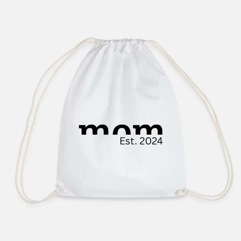 Mom Est. 2024 - Gift for Moms-to-be - Drawstring Bag - white