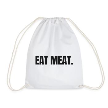EAT MEAT | Carnivore Steak Statement - Drawstring Bag - white - Front