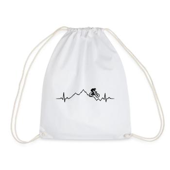 Mountain Bike ECG Heartbeat MTB Mountains Jump - Drawstring Bag - white - Front
