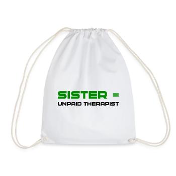 Green Bold Sister Typography - Drawstring Bag - white - Front