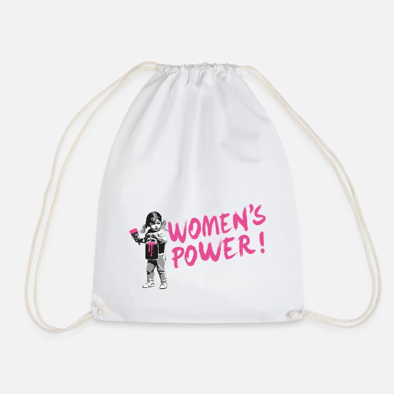 WOMEN'S POWER! - International Women's Day - Drawstring Bag - white