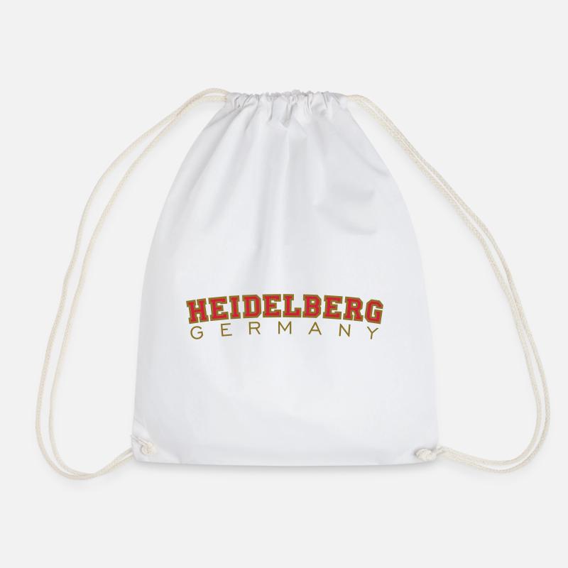 Heidelberg Germany Red/Gold - Drawstring Bag - white