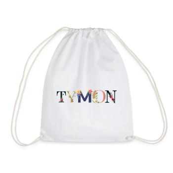 TYMON name adorned with flowers - Drawstring Bag - white - Front
