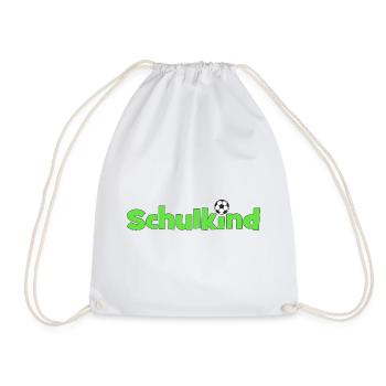 Schulkind mit Fußballball - Turnbeutel - Weiß - Vorne