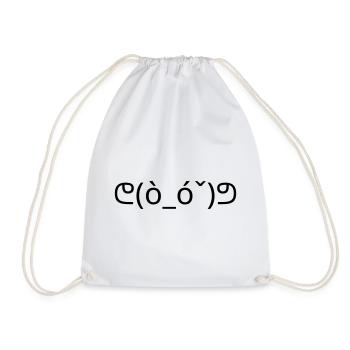 Muscle Emote ᕦ(ò_ó ˇ)ᕤ Strong Kaomoji - Drawstring Bag - white - Front