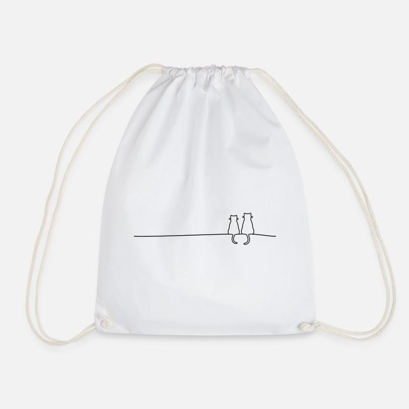 Katze Katzen Katzenpaar Paar Geschenkidee - Turnbeutel - Weiß