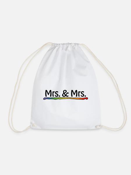 Lesbische Hochzeit - Regenbogen Mrs and Mrs - Turnbeutel - Weiß